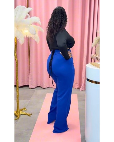 Pantalon rouge Maëlys – Taille haute coupe large