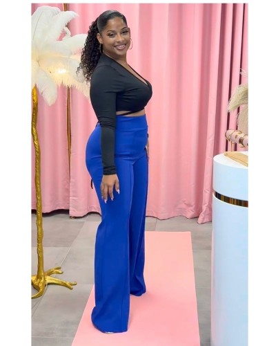 Pantalon rouge Maëlys – Taille haute coupe large