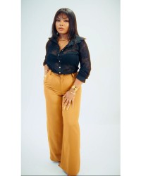 Pantalon Aluna camel – Taille haute fluide | Mode femme Guadeloupe