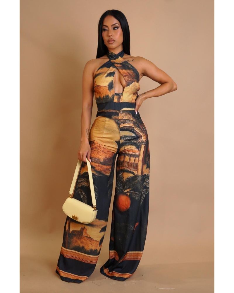 Combinaison imprimé tropical chic