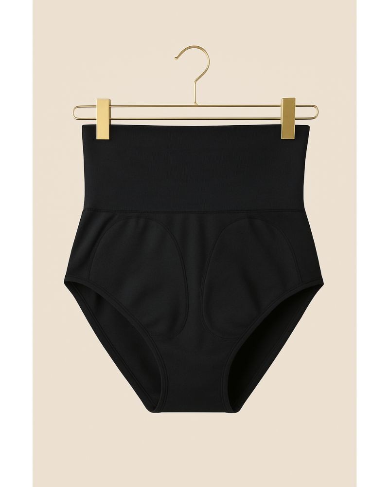 Culotte gainante Natya – Taille haute noire effet ventre plat | Keylee