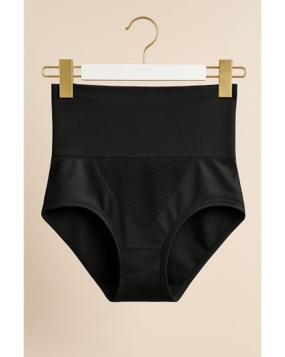 Culotte gainante Natya – Taille haute noire effet ventre plat | Keylee