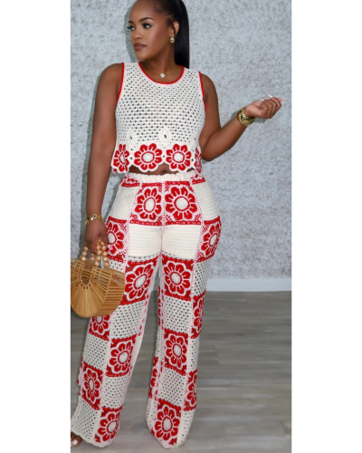 Ensemble crochet bohème rouge & blanc – Keyleen’s Kloset