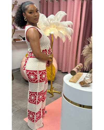 Ensemble crochet bohème rouge & blanc – Keyleen’s Kloset