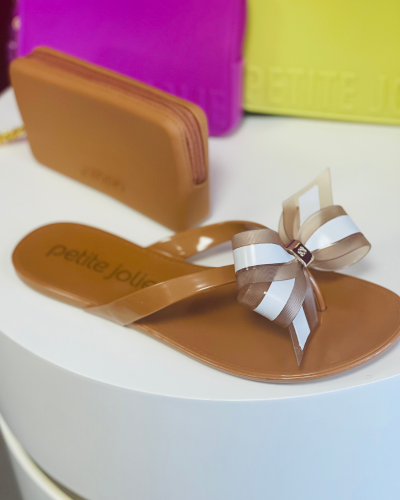 Tongs “Petite Jolie” Noeud Caramel