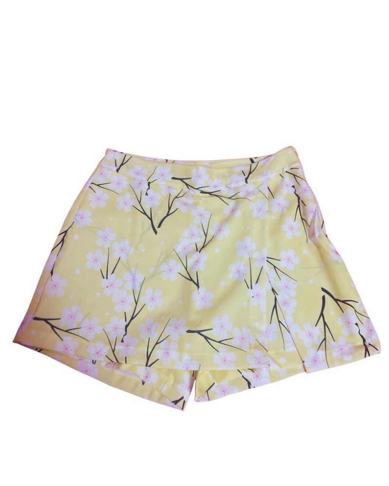 Jupe-short jaune à fleurs – Mode femme Guadeloupe